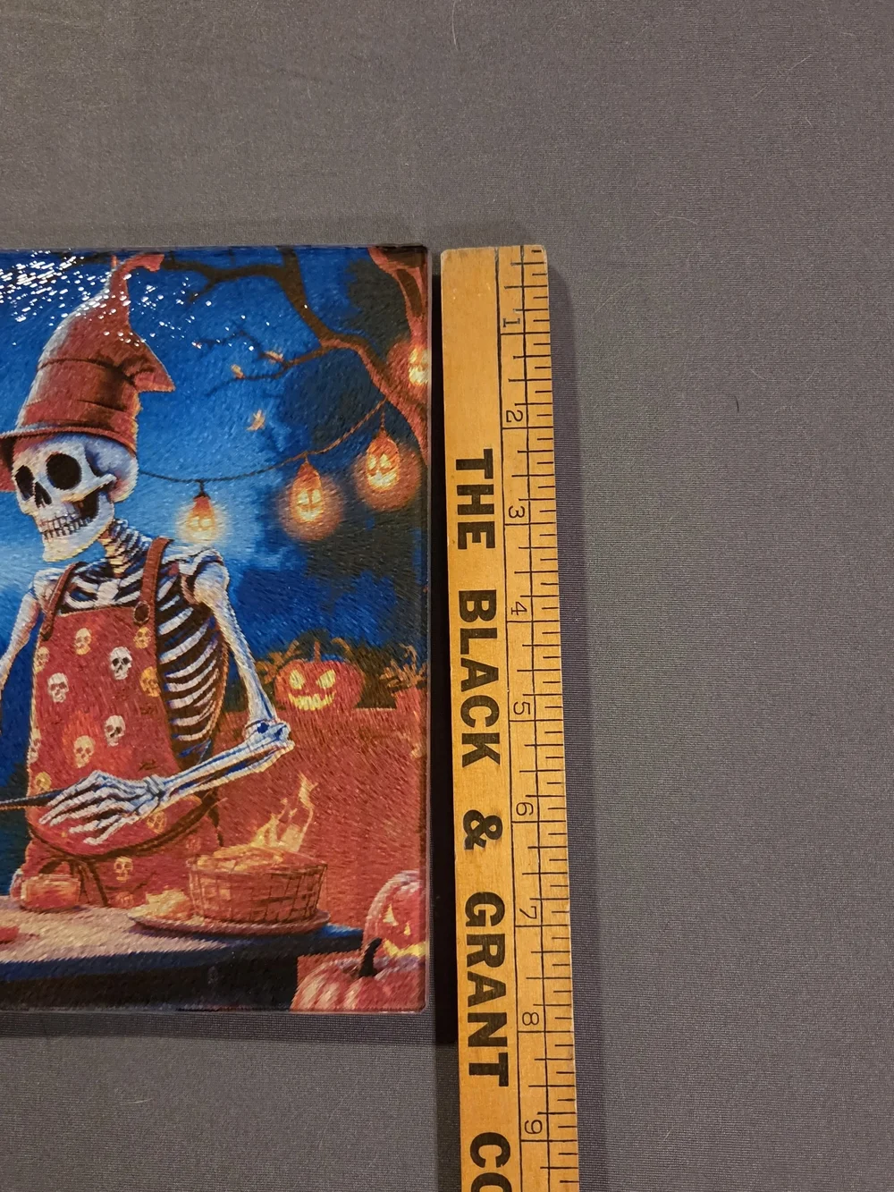 Halloween Skeleton Chef Glass Cutting Board 8x11 Eat It or Starve